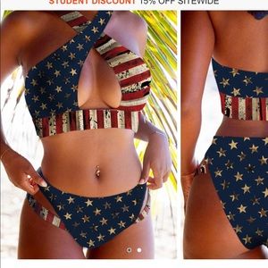 American flag design 2 piece. Never worn- just didn’t fit